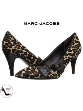 Marc Jacobs Daryl Leather Pointy Toe Pump Leopard Stiletto Heel Luxury Shoes 41